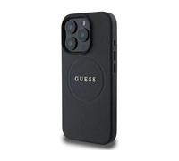 CG MOBILE Guess Magsafe PU Grained Hard Case With Gold Ring For iPhone 16 Pro Max - Black