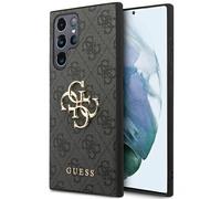 Guess Gray Patterned Case For Galaxy S24 Ultra With Big Gold Logo