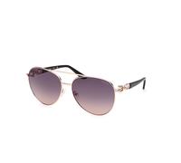 Guess Sunglasses GU00158 Shiny Rose Gold Metal Pilot Smoke 28B Women