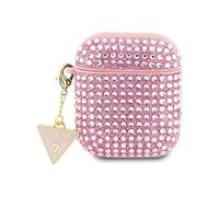 Guess GUA2HDGTPP Rhinestone Triangle Charm Case, Pink - AirPods 1/2