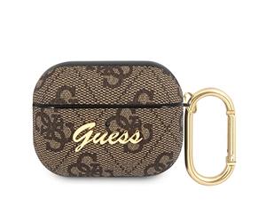 Guess GUAP4GSMW Case for AirPods Pro Brown 4G Script Metal Collection