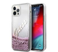 Guess GUHCP12LGLVSPI Case for iPhone 12 Pro Max 6.7 Inch Hard Case Liquid Glitter Vintage Pink