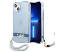 Guess GUHCP13SHTSGSB Hard Case for iPhone 13 Mini 5.4 Inches Blue Translucent Stap