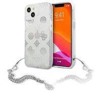 Guess GUHCP13SKSPESI Case for iPhone 13 Mini 5.4 Inches Silver Peony Chain Collection
