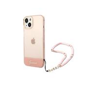 Guess GUHCP14MHGCOHP Hard Case Phone Case Phone Cover for iPhone 14 Plus 6.7 Inch Pink/Pink Translucent Pearl Strap Black
