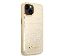 Guess GUHCP14MHGCRHD Croco Collection Case for iPhone 14 Plus 6.7 Inch Gold/Gold