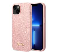 Guess GUHCP14MHGGSHP Hard Case for iPhone 14 Plus 6, 7 Inch Pink/Pink Glitter Script Black