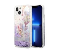 Guess GUHCP14MLFLSU Liquid Flower Glitter Case, Purple - iPhone 14 Plus