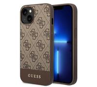 Guess GUHCP14SG4GLBR Hard Case for iPhone 14 6.1 Inch Brown/Brown 4G Stripe Collection