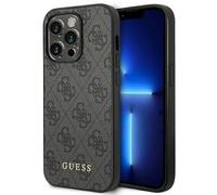 Guess GUHCP14XG4GFGR Case for iPhone 14 Pro Max 6.7 Inch Grey/Grey Hard Case 4G Metal Gold Logo Black