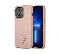 Guess GUHCP14XPSATLP Hardcase Saffiano Triangle Logo Pink - iPhone 14 Pro Max