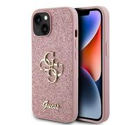 GUESS GUHCP15SHG4SGP Case for iPhone 15 6.1 Inch Pink Hard Case Glitter Script Big 4G
