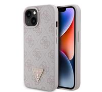 GUESS GUHCP15SP4TDPP Case for iPhone 15 6.1 Inch Pink Leather 4G Triangle Rhinestone
