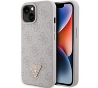 GUESS GUHCP15SP4TDPP Case for iPhone 15 6.1 Inch Pink Leather 4G Triangle Rhinestone