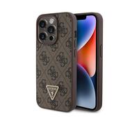 Guess GUHCP15XP4TDPW Leather 4G Triangle Rhinestone Case Brown - iPhone 15 Pro Max