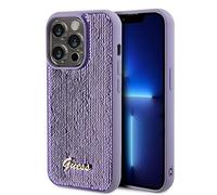 Guess Sequin Script Metal Hard Case for iPhone 15 Pro Max 6.7" Purple - NEW