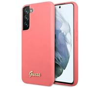 Guess GUHCS22MLSLMGFU Case for S22+ S906 Fuchsia Silicone Script Metal Logo