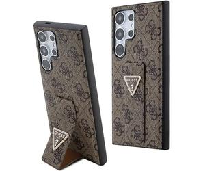 GUESS GUHCS24LPGS4TDW Case for S24 Ultra S928 Brown Hard Case Grip Stand 4G Triangle Rhinestone
