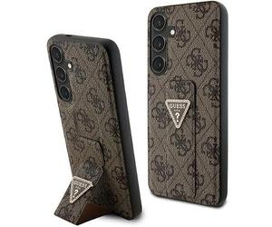 GUESS GUHCS24MPGS4TDW Phone Case for S24+ S926 Brown Hard Case Grip Stand 4G Triangle Rhinestone