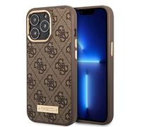 GUESS GUHMP14LU4GPRW Hard Case for iPhone 14 Pro 6.1 Inch Brown/Brown 4G Logo Plate