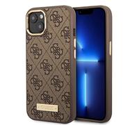 GUESS GUHMP14MU4GPRW Case for iPhone 14 Plus 6.7 Inch Brown Hard Case 4G Logo Plate