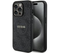 GUESS GUHMP15LG4GFRK Phone Covers Case for iPhone 15 Pro 6.1 Inch Black Hard Case 4G Collection Leather Metal Logo