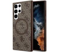 GUESS GUHMS24LG4GFRW Case for S24 Ultra S928 Brown Hard Case 4G Collection Leather Metal Logo