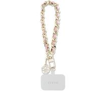 GUESS GUOUCHSAMC4P Universal Hand Strap Pink Saffiano Chain 4G Charm, Faux Leather