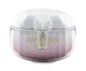 GUESS GUTWSHDGKEEP TWS Wireless Bluetooth Headphones - Pink Glitter Design