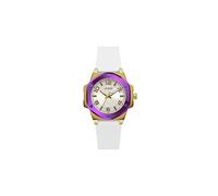 GUESS Ladies 38mm Watch - White Strap White Dial Two-Tone Case, White