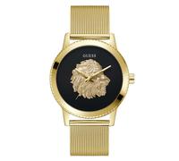 Guess Men's Gold Tone Logo Head Detail Gold Tone Mesh Strap Watch
