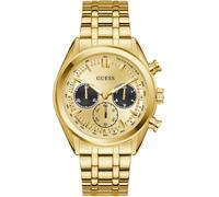 Guess Dawson Men's Watch with Date Display, Gold Stainless Steel Strap, Mineral Glass, Gold Dial, 5 Bar, Case Diameter: 44 mm, GW0971G2