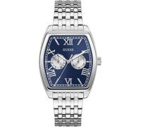 Guess Gabriel Men's Stainless Steel 38mm Silver Stainless Steel Bracelet Watch 3 Bar Blue Dial Date Display GW0975G1