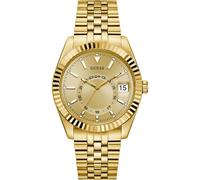 Guess Jaden Men's Watch with Date Display, Gold Stainless Steel Strap, Mineral Glass, Gold Dial, 3 Bar, Case Diameter: 42 mm, GW0977G2