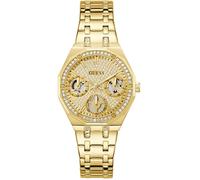 Guess Women's Quinn Watch with Date Display, Cubic Zirconia, Gold Stainless Steel Bracelet, Mineral Glass, Gold Dial, 5 Bar, Case Diameter: 36 mm, GW0988L2
