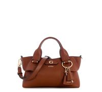 GUESS handbag cross body bag Suzy Mini 3 Compartment Satchel Cognac brown