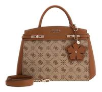 GUESS Handbag Shoulder Bag Melinda Logo Tri Compartment Satchel Latte Logo Brown