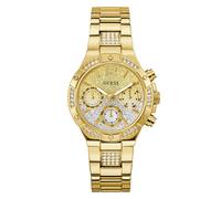 Guess Harlow Women’s 38mm Gold Tone Ombre Glitter Multifunction - Stainless Steel / Flat Mineral Lens