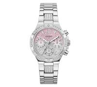 Guess Women's Crystal Pink Ombre Glitz Dial Silver Tone Bracelet Watch