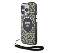 Guess HC IML Leopard Triangle Cord Strap with MagSafe for iPhone 16 Pro 6.3" Brown - GUHMP16LHLORSSW