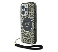 Guess HC IML Leopard Triangle Cord Strap with MagSafe for iPhone 16 Pro 6.3" Brown - GUHMP16LHLORSSW