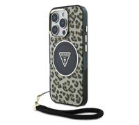 Guess HC IML Leopard Triangle Cord Strap with MagSafe iPhone 16 Pro Max Brown
