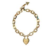 GUESS Heart Lock Chain Bracelet S Yellow Gold