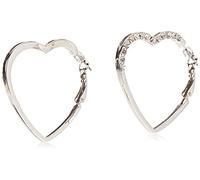 GUESS Heart Shaped Clutchless Hoop Earrings, One Size, Crystal