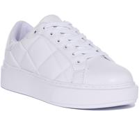 Guess Hilan Quilted Platform Lace Up Trainer Black Womens UK 3 - 8