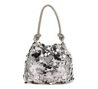 GUESS Holiday Shine Top Handle Pouch Pewter Anthracite