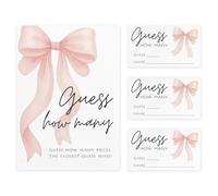 Guess How Many Baby Shower Game - Pink Bow Girl Theme, 30 Cards + Sign | Count the Bows, Fun Guessing Jar Activity for Baby Showers, Birthdays, or Gender Reveals, Made in USA by Printed Party