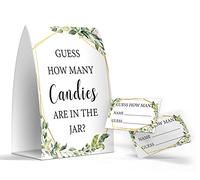 Guess How Many Candies Are In The Jar, Greenery Baby Shower Games, Greenery Theme Baby Shower - One Sign and 50 Cards (GES05)