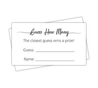 Guess How Many Game Cards - 50 Pack Candy Jar Guessing Cards for Baby Shower Games, Bridal Shower Party Games (Minimalist) 3.5" x 2"