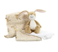 Rainbow Designs Guess How Much I Love You Baby Essential Gift Set - Little Nutbrown Hare Soft Toy & 3 Cotton Muslin Cloths in Illustrated Box - Newborn Baby Shower Present